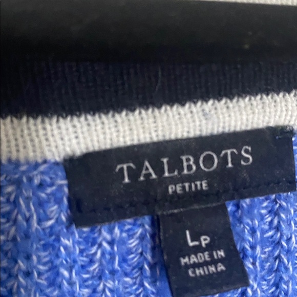 Vintage Talbots Blue Knit Cardigan women L school-boy Y2K retro casual cozy fall - Picture 3 of 7